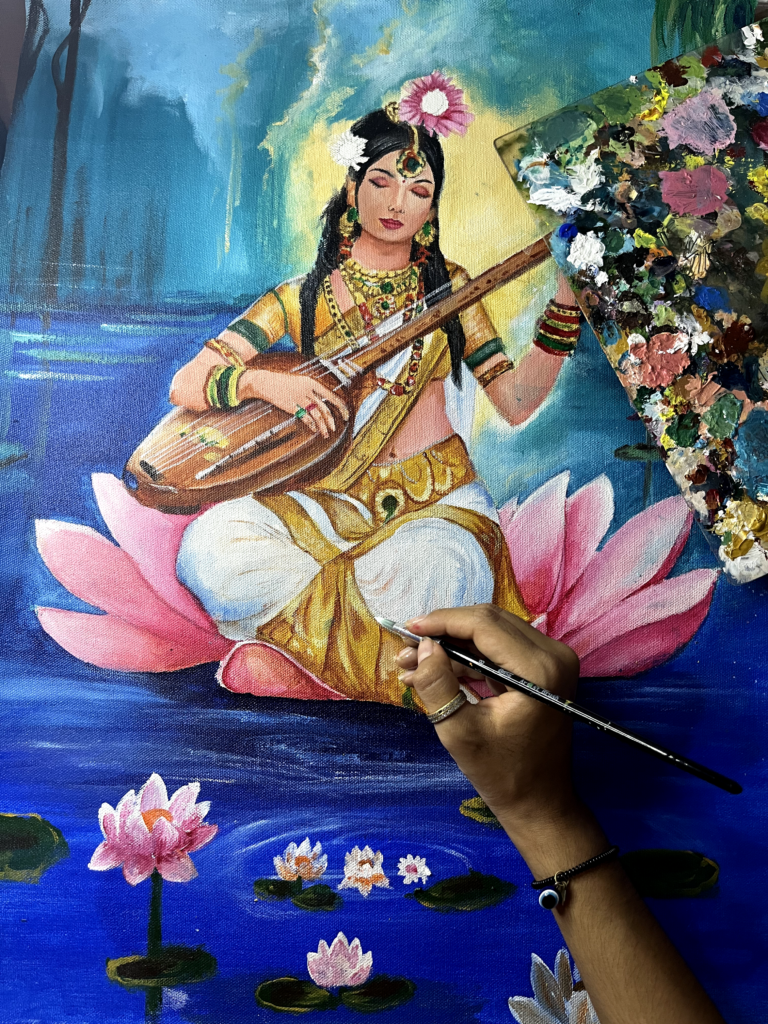 Goddess Saraswati With Her Veena